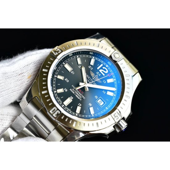 Breitling-Colt 44mm Chronograph Automatic SS/SS Black/Stk GF A7750