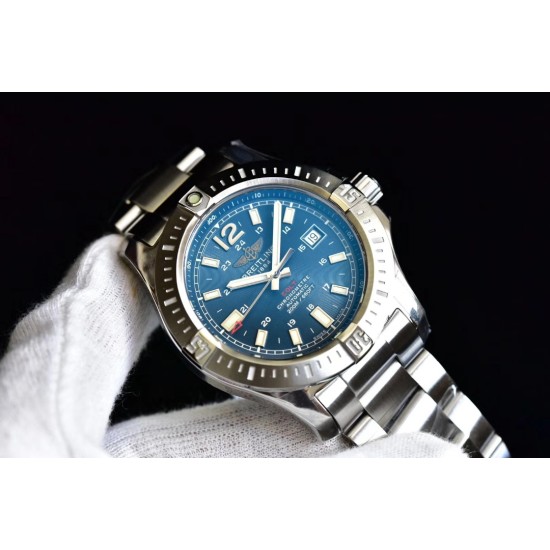 Breitling-Colt 44mm Chronograph Automatic SS/SS Blue/Stk GF A7750
