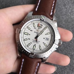 Breitling-Colt 44mm Chronograph Automatic SS/LE White/Stk GF A7750