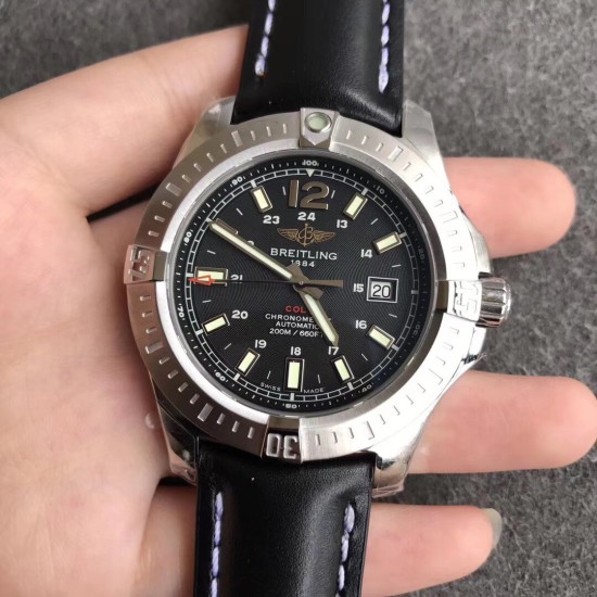 Breitling-Colt 44mm Chronograph Automatic SS/LE Black/Stk GF A7750