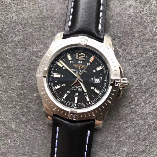 Breitling-Colt 44mm Chronograph Automatic SS/LE Black/Stk GF A7750