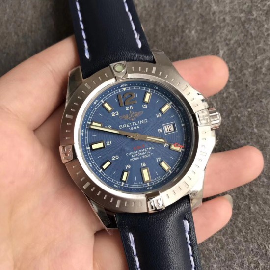 Breitling-Colt 44mm Chronograph Automatic SS/SS Blue/Stk GF A7750