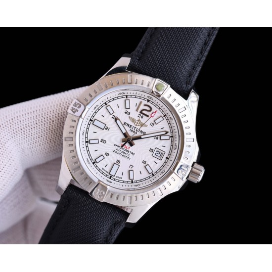 Breitling-Colt 41mm Chronograph Automatic SS/LE White/Stk TRF A7750