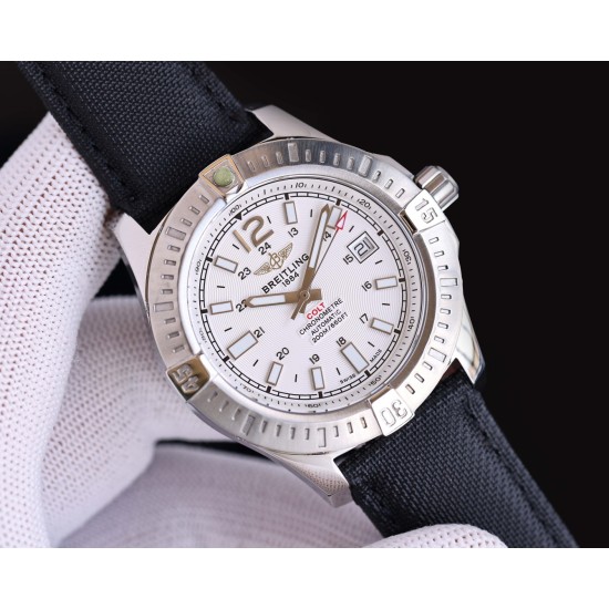 Breitling-Colt 41mm Chronograph Automatic SS/LE White/Stk TRF A7750