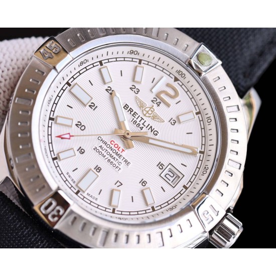 Breitling-Colt 41mm Chronograph Automatic SS/LE White/Stk TRF A7750