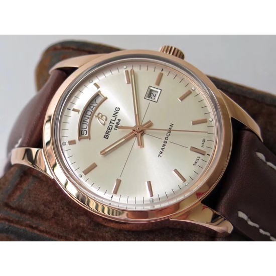 Breitling-Transocean Day Date RG/LE White V7F Asia 2824