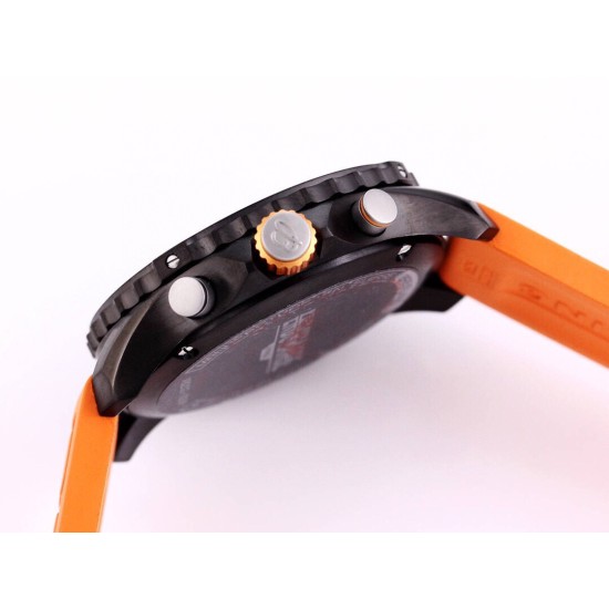Breitling-Professional Chronograph PVD Black Dial On Orange Strap Swiss Quartz