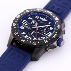 Breitling-Professional Chronograph PVD Black Dial On Blue Strap Swiss Quartz