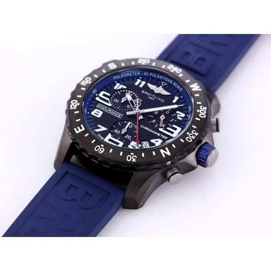 Breitling-Professional Chronograph PVD Black Dial On Blue Strap Swiss Quartz