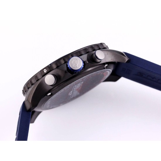 Breitling-Professional Chronograph PVD Black Dial On Blue Strap Swiss Quartz