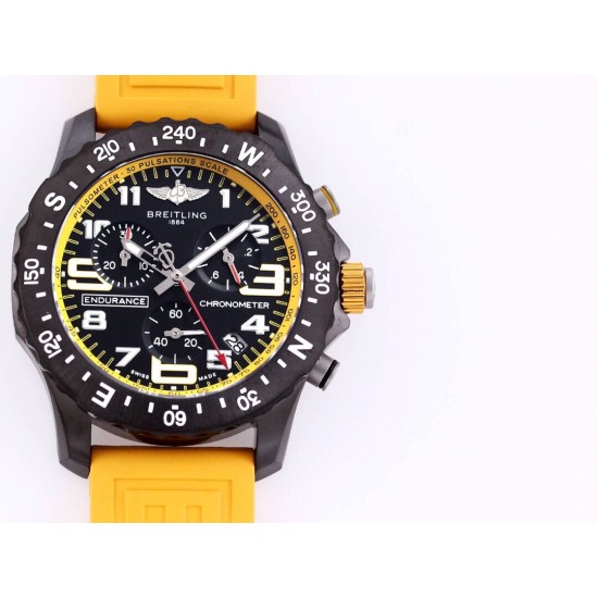 Breitling-Professional Chronograph PVD Black Dial On Yellow Strap Swiss Quartz