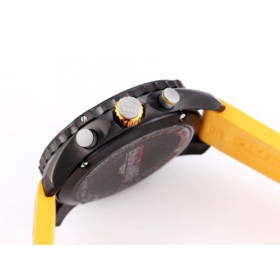 Breitling-Professional Chronograph PVD Black Dial On Yellow Strap Swiss Quartz