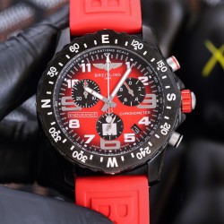 Breitling-Professional Chronograph PVD Black Dial On Red Strap Swiss Quartz