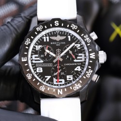 Breitling-Professional Chronograph PVD Black Dial On White Strap Swiss Quartz