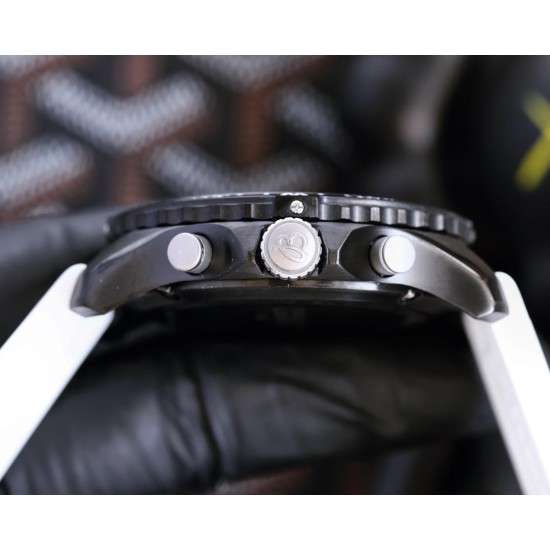 Breitling-Professional Chronograph PVD Black Dial On White Strap Swiss Quartz