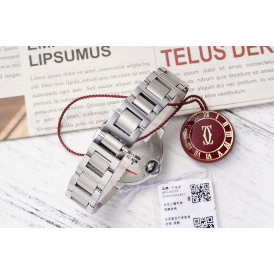 Cartier-Ballon Bleu De Cartier 33mm SS/SS Red Dial AF NH05