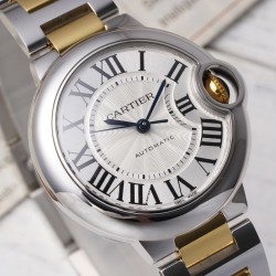Cartier-Ballon Bleu De Cartier 33mm YG/SS White/Rmn AF NH05