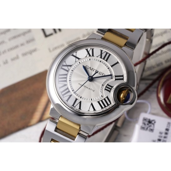 Cartier-Ballon Bleu De Cartier 33mm YG/SS White/Rmn AF NH05