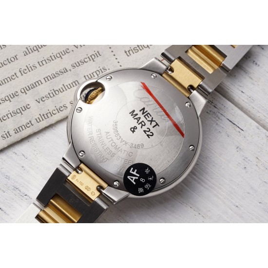 Cartier-Ballon Bleu De Cartier 33mm YG/SS White/Rmn AF NH05