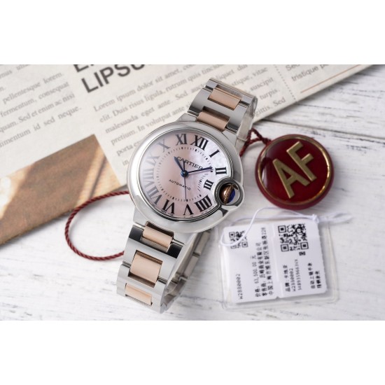Cartier-Ballon Bleu De Cartier 33mm RG/SS Pink Mop Dial AF NH05