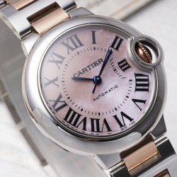 Cartier-Ballon Bleu De Cartier 33mm RG/SS Pink Mop Dial AF NH05