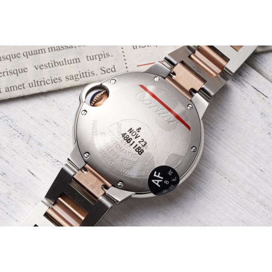 Cartier-Ballon Bleu De Cartier 33mm RG/SS Pink Mop Dial AF NH05