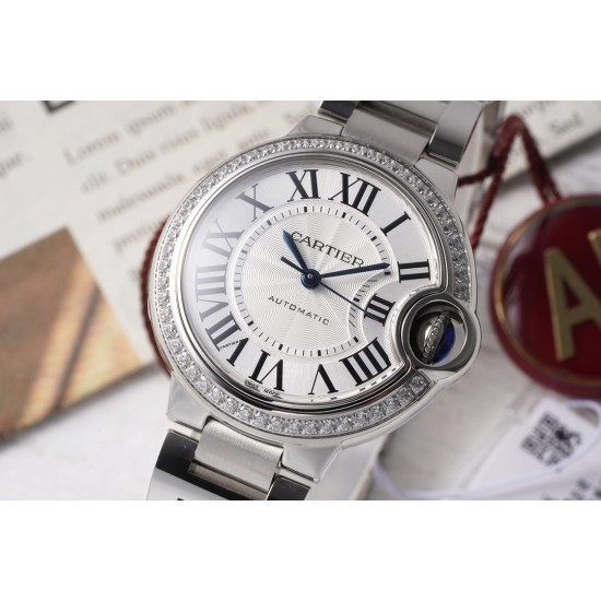 Cartier-Ballon Bleu De Cartier 33mm Dia SS/SS White Dial AF NH05