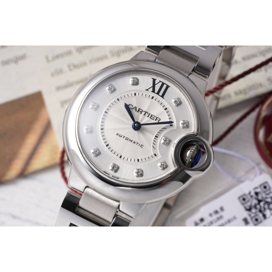 Cartier-Ballon Bleu De Cartier 33mm SS/SS White/Dia AF NH05