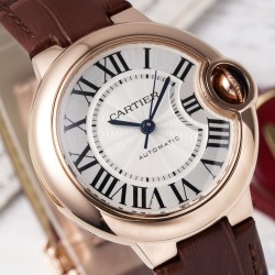 Cartier-Ballon Bleu De Cartier 33mm RG/LE White/Rmn AF NH05