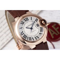 Cartier-Ballon Bleu De Cartier 33mm RG/LE White/Rmn AF NH05