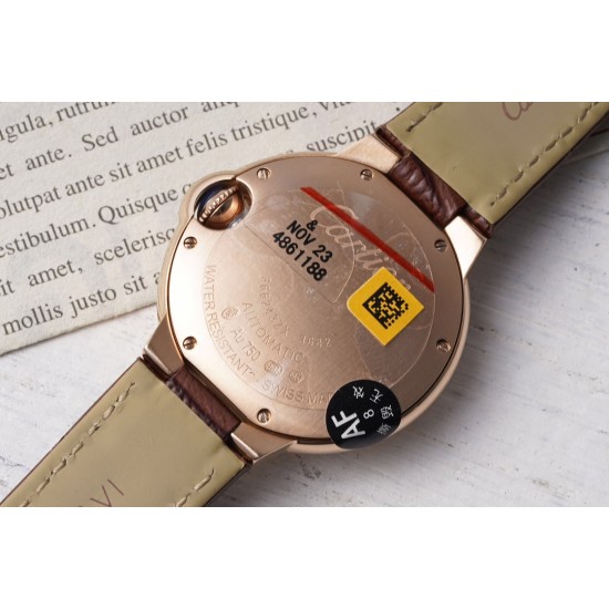 Cartier-Ballon Bleu De Cartier 33mm RG/LE White/Rmn AF NH05