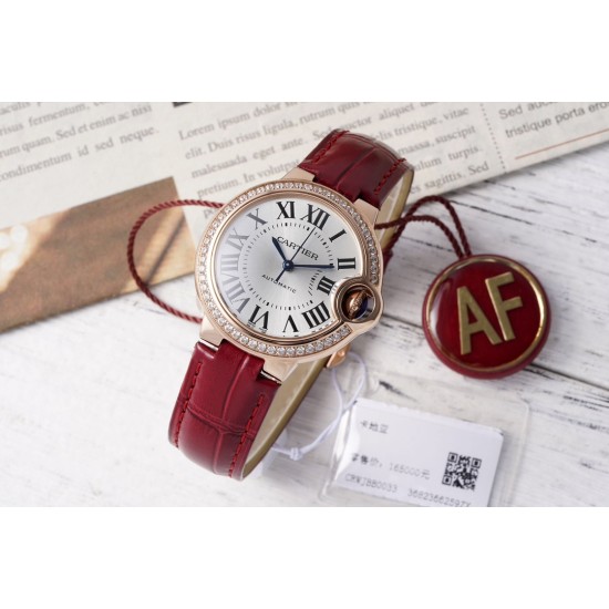 Cartier-Ballon Bleu De Cartier 33mm Dia RG/LE White/Rmn AF NH05