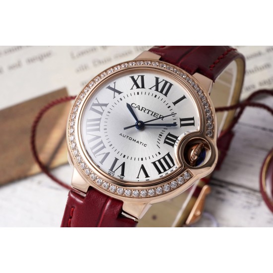 Cartier-Ballon Bleu De Cartier 33mm Dia RG/LE White/Rmn AF NH05