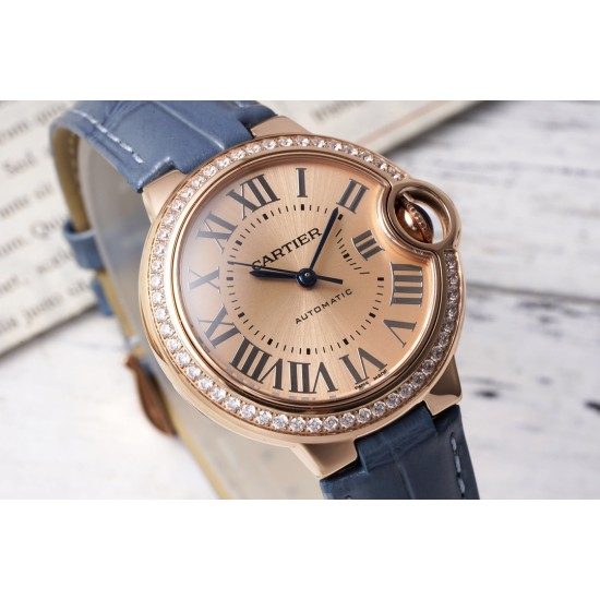 Cartier-Ballon Bleu De Cartier 33mm Dia RG/LE Gold/Rmn AF NH05