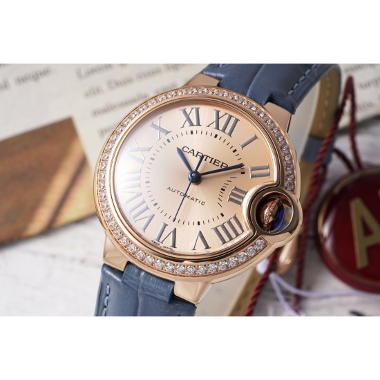 Cartier-Ballon Bleu De Cartier 33mm Dia RG/LE Gold/Rmn AF NH05