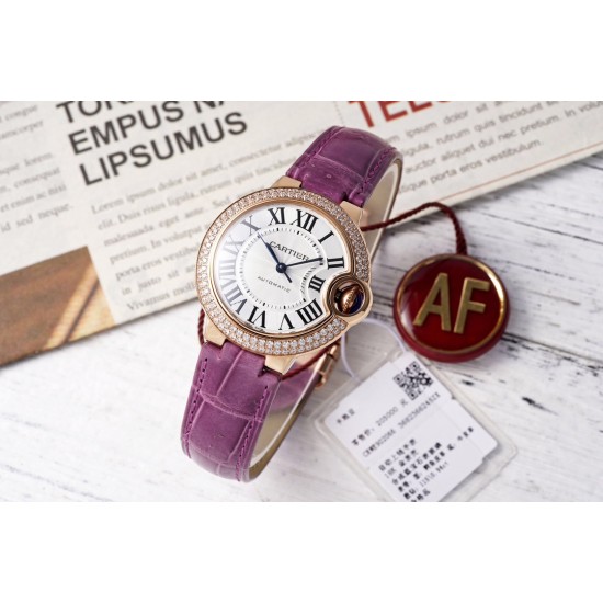 Cartier-Ballon Bleu De Cartier 33mm Dia RG/LE White Textured Dial AF NH05