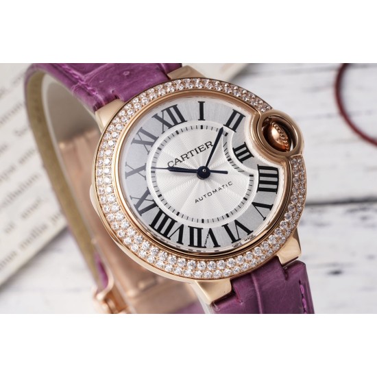 Cartier-Ballon Bleu De Cartier 33mm Dia RG/LE White Textured Dial AF NH05