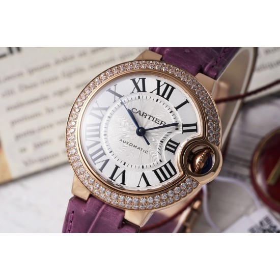 Cartier-Ballon Bleu De Cartier 33mm Dia RG/LE White Textured Dial AF NH05