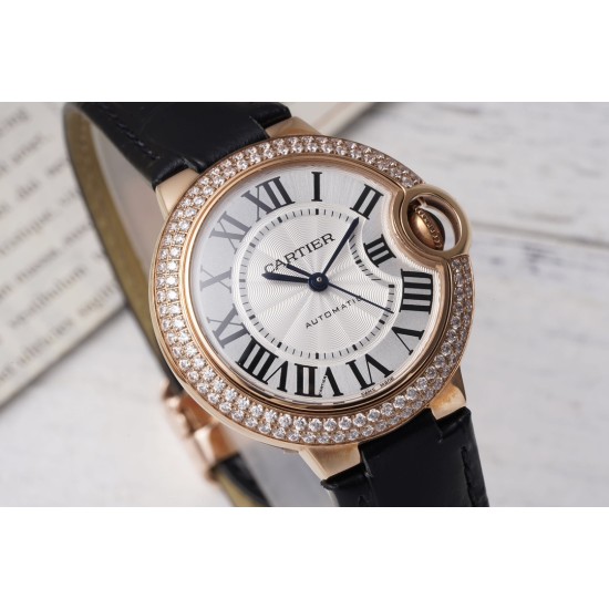 Cartier-Ballon Bleu De Cartier 33mm Dia RG/LE White/Rmn AF NH05