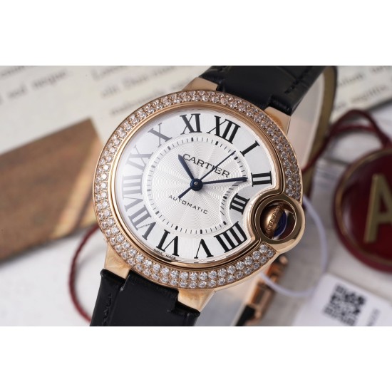 Cartier-Ballon Bleu De Cartier 33mm Dia RG/LE White/Rmn AF NH05