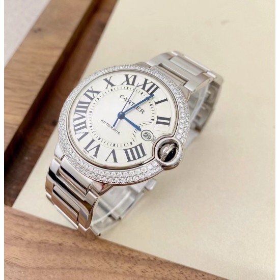 Cartier-Ballon Bleu De Cartier 42mm Dia SS/SS White Dial AF A2824