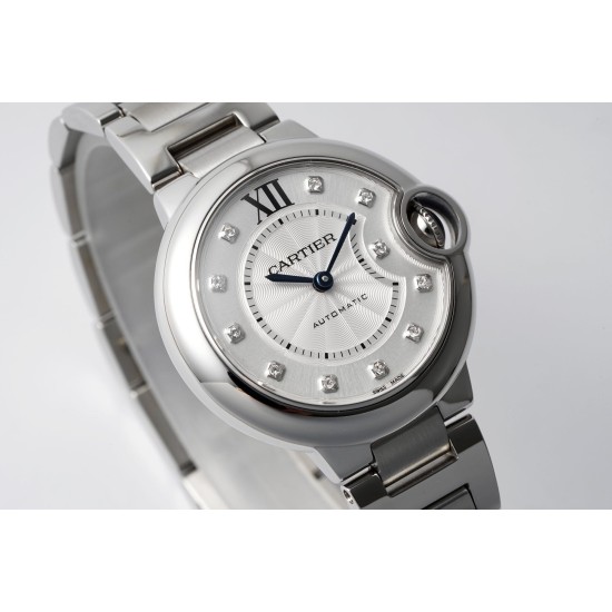 Cartier-Ballon Bleu De Cartier 33mm SS/SS White/Dia AF NH05