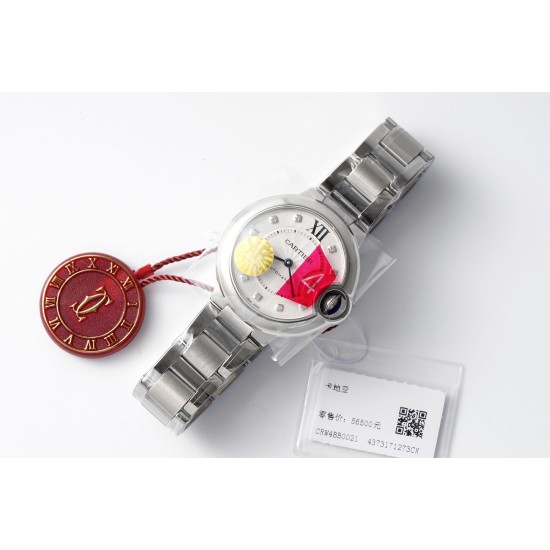 Cartier-Ballon Bleu De Cartier 33mm SS/SS White/Dia AF NH05