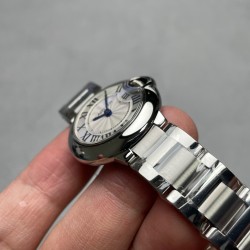 Cartier-Ballon Bleu Ladies 28mm SS/SS White Dial V6F Qtz