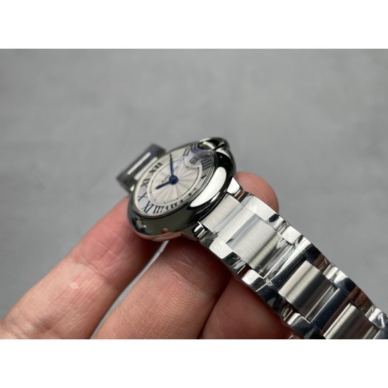Cartier-Ballon Bleu Ladies 28mm SS/SS White Dial V6F Qtz
