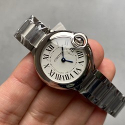 Cartier-Ballon Bleu Ladies 28mm SS/SS White Dial V6F Qtz