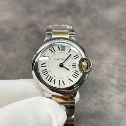 Cartier-Ballon Bleu De Cartier 28mm YG/SS White Dial V6F Quartz