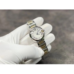 Cartier-Ballon Bleu De Cartier 28mm YG/SS White Dial V6F Quartz