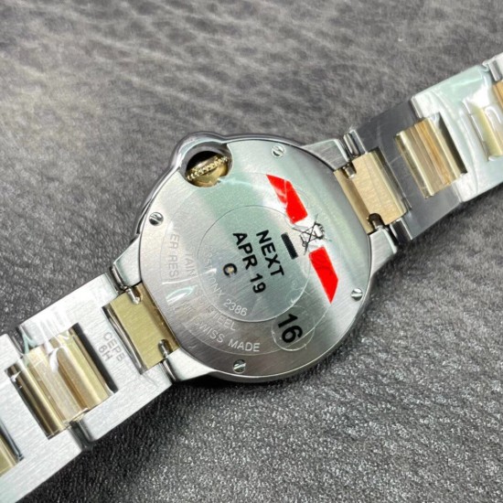 Cartier-Ballon Bleu De Cartier 28mm YG/SS White Dial V6F Quartz