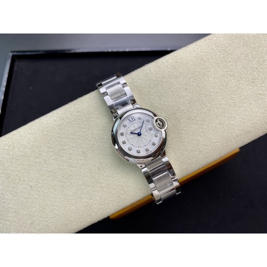 Cartier – Balon Bleu De Cartier V6F White 28mm Ladies Swiss Quartz